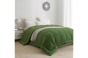 BedTreat Down Alternative Comforter with Corner Tabs - All Season Quilted Queen Size 240 GSM Green Comforter, Machine Washable Microfiber Bedding