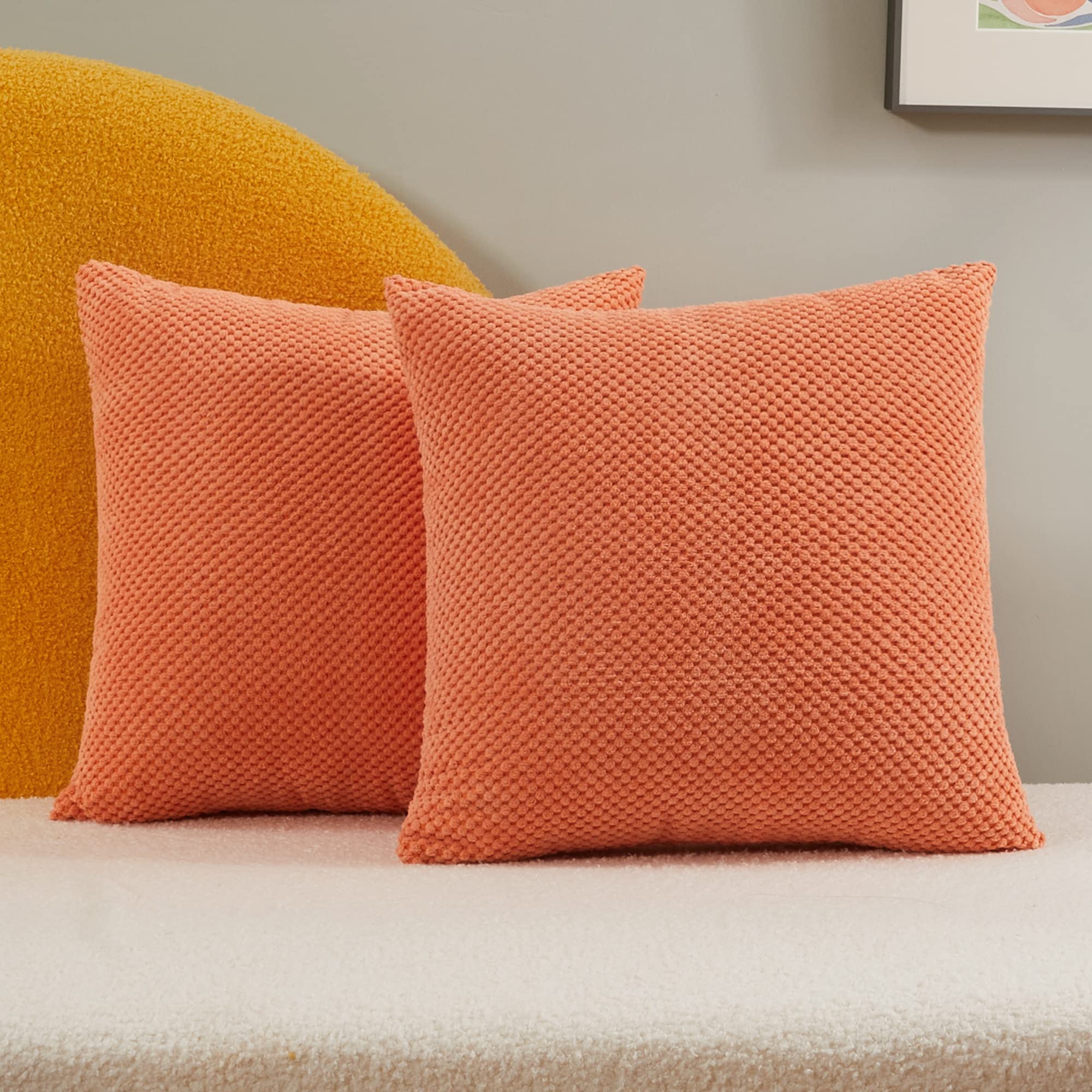 Deconovo Large Cushion Covers 60cm x 60cm, Soft Corduroy Granule Fabric Throw Pillow Covers for Sofa Chair Couch with Invisible Zipper, Brick Red, 24x24 Inch, Set of 2