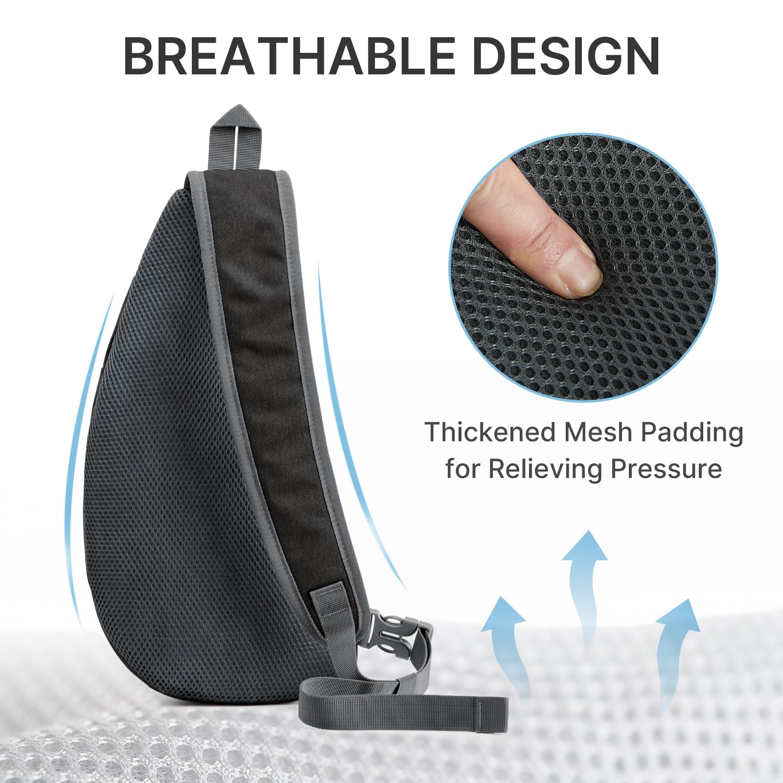 G4Free Sling Bag for Men Women, Small Crossbody Backpack Lightweight Chest Shoulder Bags for Travel, Outdoor and Sports (Black)