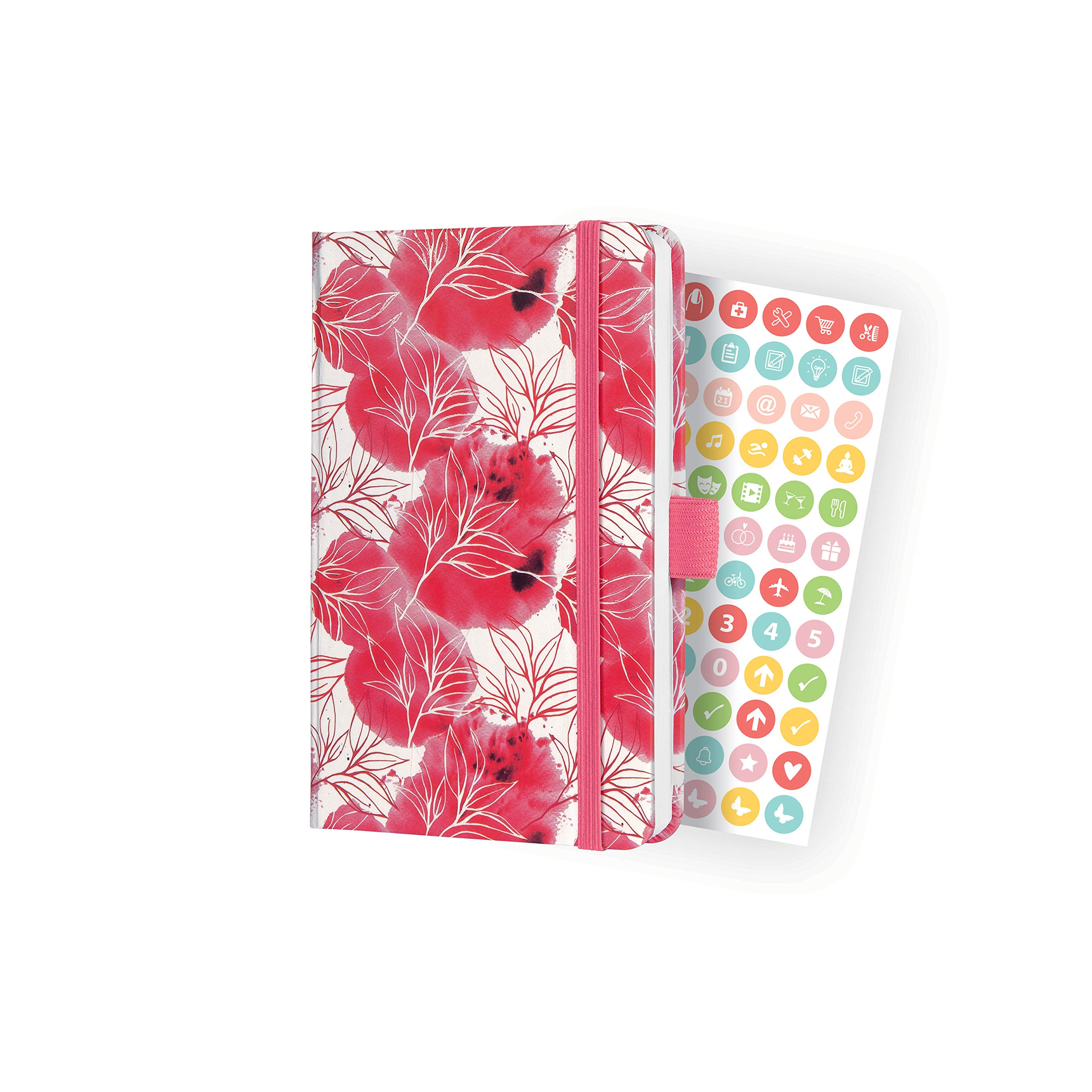 Sigel J2300 Jolie Weekly Planner 2022 - Floral Pink - 9,5 x 15 cm - hardcover - 174 Pages - Pink, White