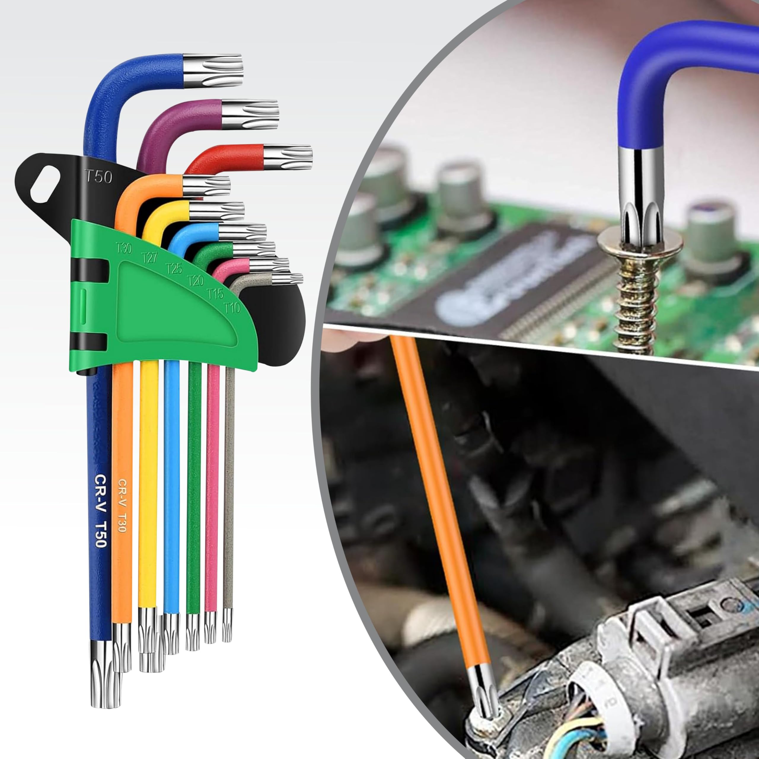 IMATRIX 9PC Torx Key Set,Star Hex Key Set,Torx Allen Key Set with Multi Colour Coded,Sizes T10-T50,Allen Wrench Set for Bicycle Repair,Furniture Assembly,Appliance Repair,Household DIY