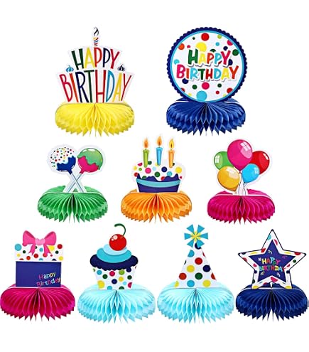 Centros De Mesa Panal Para Cumpleaños - 2 Piezas (3 Y 2 Niveles), Con Diseños Divertidos, Fácil Montaje