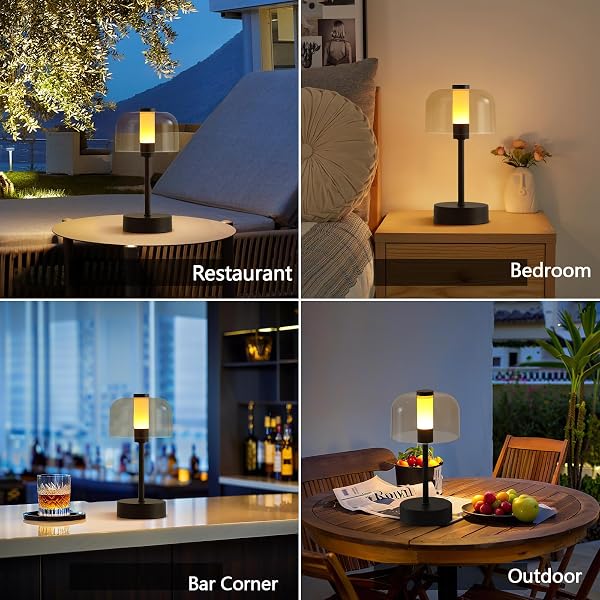 AIHYING BLACK RECHARGEABLE CORDLESS TABLE LAMP,PORTABLE MODERN LED NIGHT LIGHT,BATTERY OPERATED LAMP,3 COLOR STEPLESS DIMMING UP,FOR RESTAURANT/BEDROOM/BARS/OUTDOOR PARTY/CAMPING/COFFEE SHOP