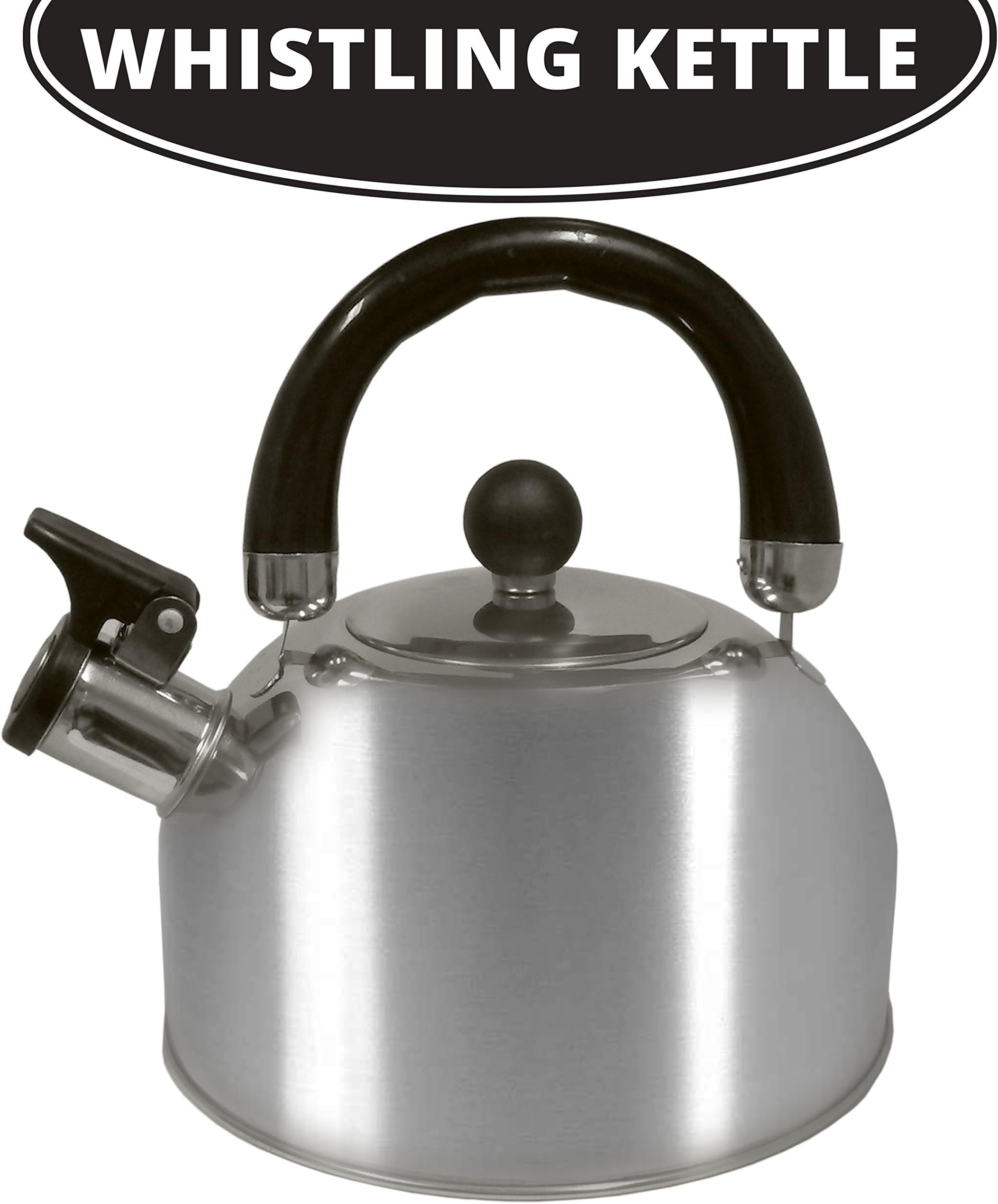 Stovetop Whistling Coffee And Tea Kettle 2.5 L- Durable & Rust Proof Stainless Steel Design - Teapot For Coffee Boling Water, Tea & More - Stay-Cool Handle