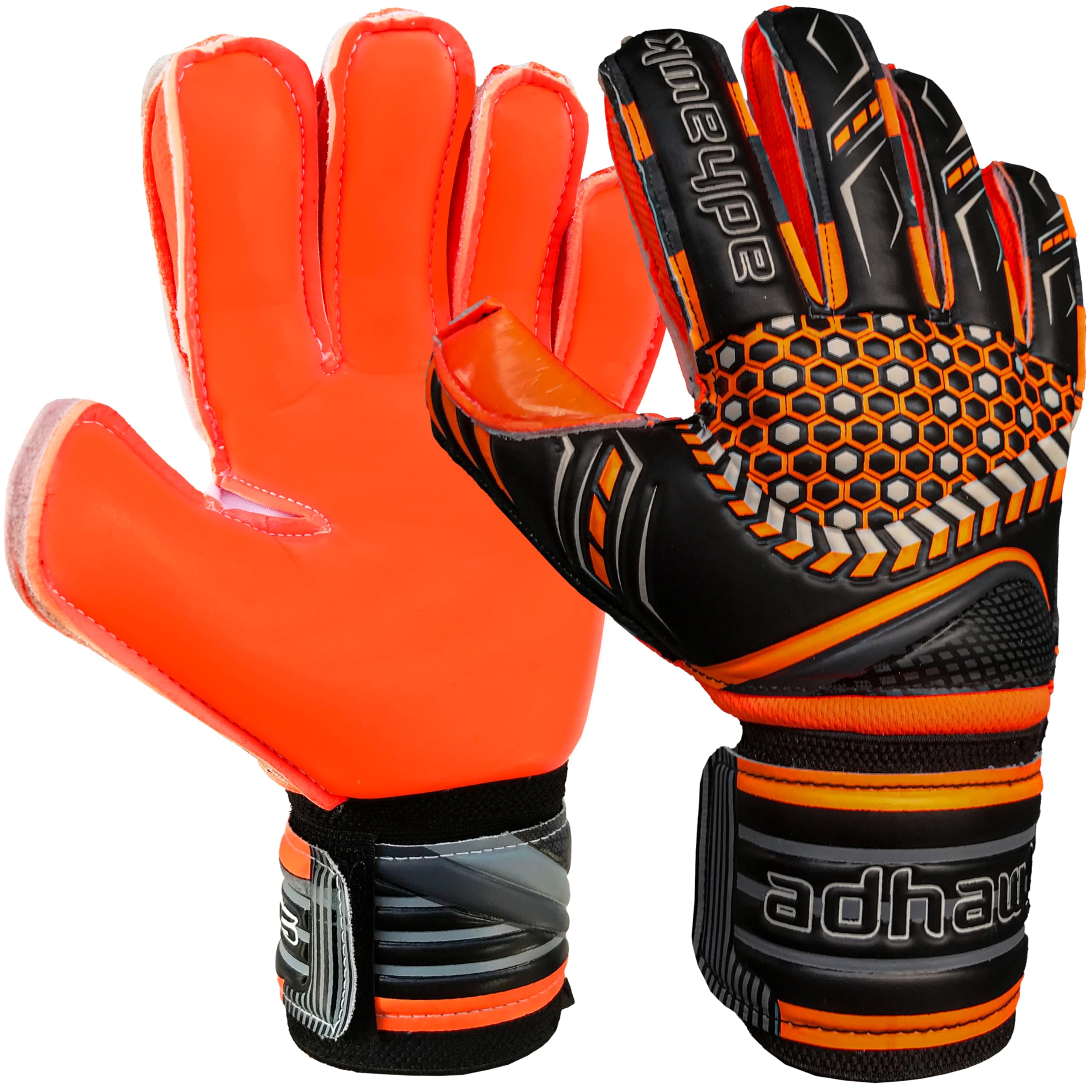 Adhawk Goalkeeper Gloves - Premium Quality Latex Palm with Finger Spine Protection & Double Layer Wristband - Premium Designed Goalie Gloves for Kids, Youth and Adult