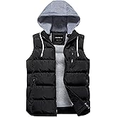 CREATMO US Women's Warm Vest Outerwear Thick Padded Puffer Sleeveless Vest With Detachable Hood
