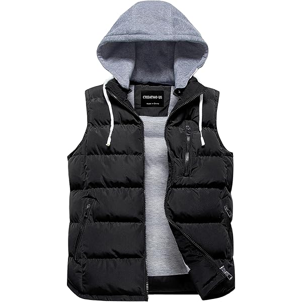 8YARDS Men’s BIG HOODIE VEST フード付き中綿ベスト RSZGSWS Mens Quilted Puffer Vest With Hood Winter Thicken