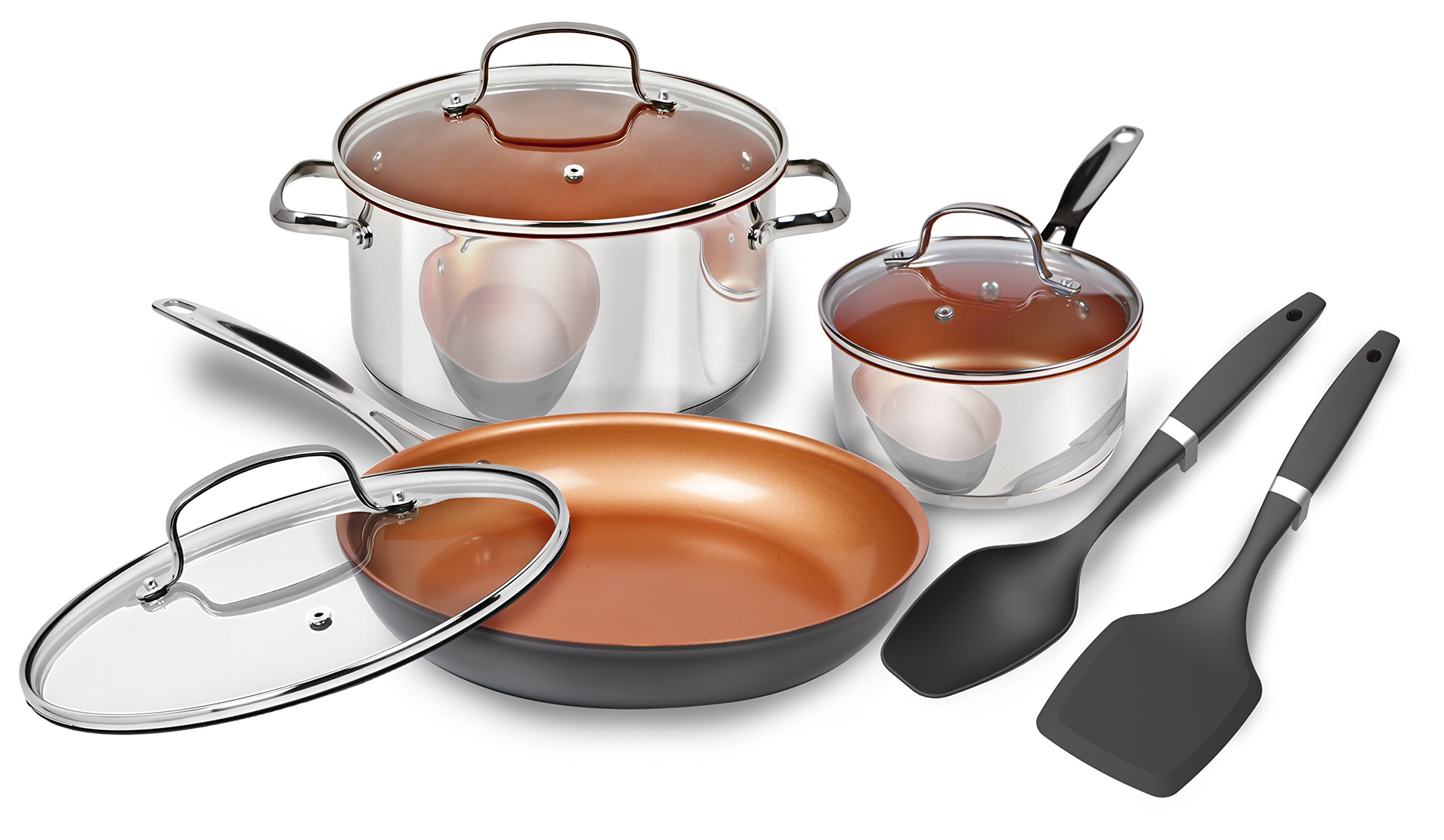 NuWave Induction Ready NonStick Cookware Set, Silver, 8 Piece eBay