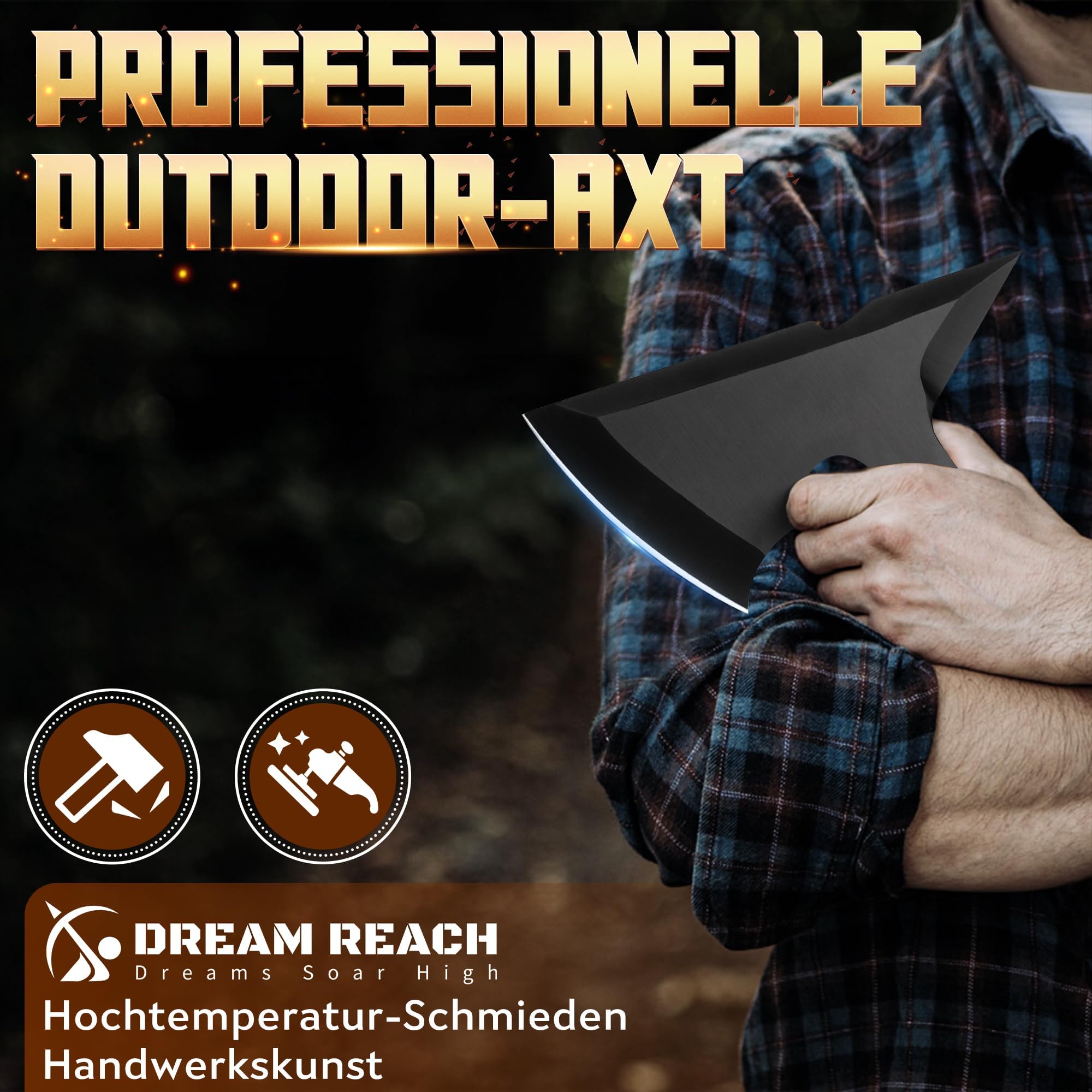 Dream Reach 3PCS Axt Beil Set Outdoor Survival Camping Wikinger Axt für Garten Männer Geschenke 2