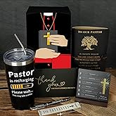 ​Pastor Appreciation Gifts for Men - Christian Gifts for Men Faith, Including Leather Journal, Tumbler, Pen, Bookmarks, Acrylic Plaque& Thank You Card for Pastor Fathers Day Retirement Birthday