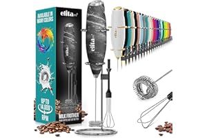 ELITAPRO Ultra-HIGH Speed Milk Frother - Double Whisk Handheld Foam Maker - 2-in-1 Drink Mixer - Detachable Egg Beater -Froth