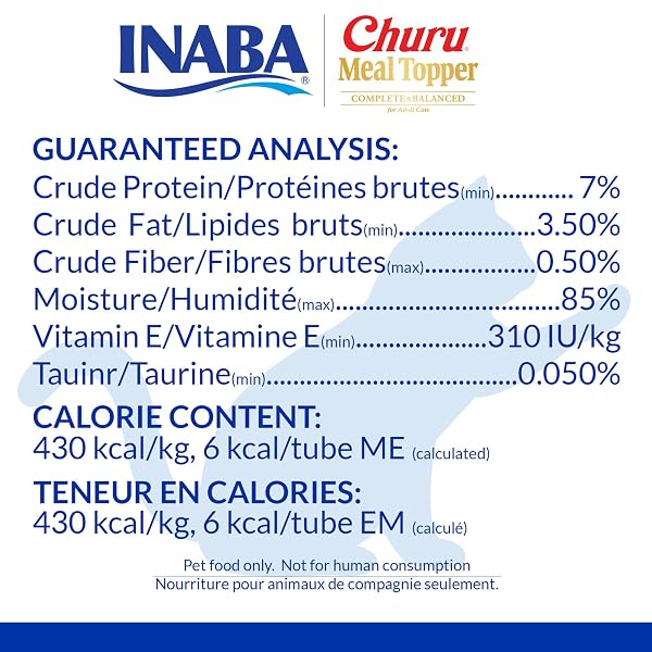 INABA CHURU MEAL TOPPER FOR CATS, COMPLETE & BALANCED, CREAMY, LICKABLE PURÉE CAT FOOD TOPPER, 0.5 OUNCE TUBE, 24 TUBES (4 PER PACK), CHICKEN WITH CHEESE RECIPE
