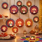 DoubleFill 20 Pack Diwali Return Gifts for Pooja Lotus Candle Holders | Navarathri Golu Return Gifts Bulk, Tea Light Diya Holders, Jharokha Wall Decor, for Navratri