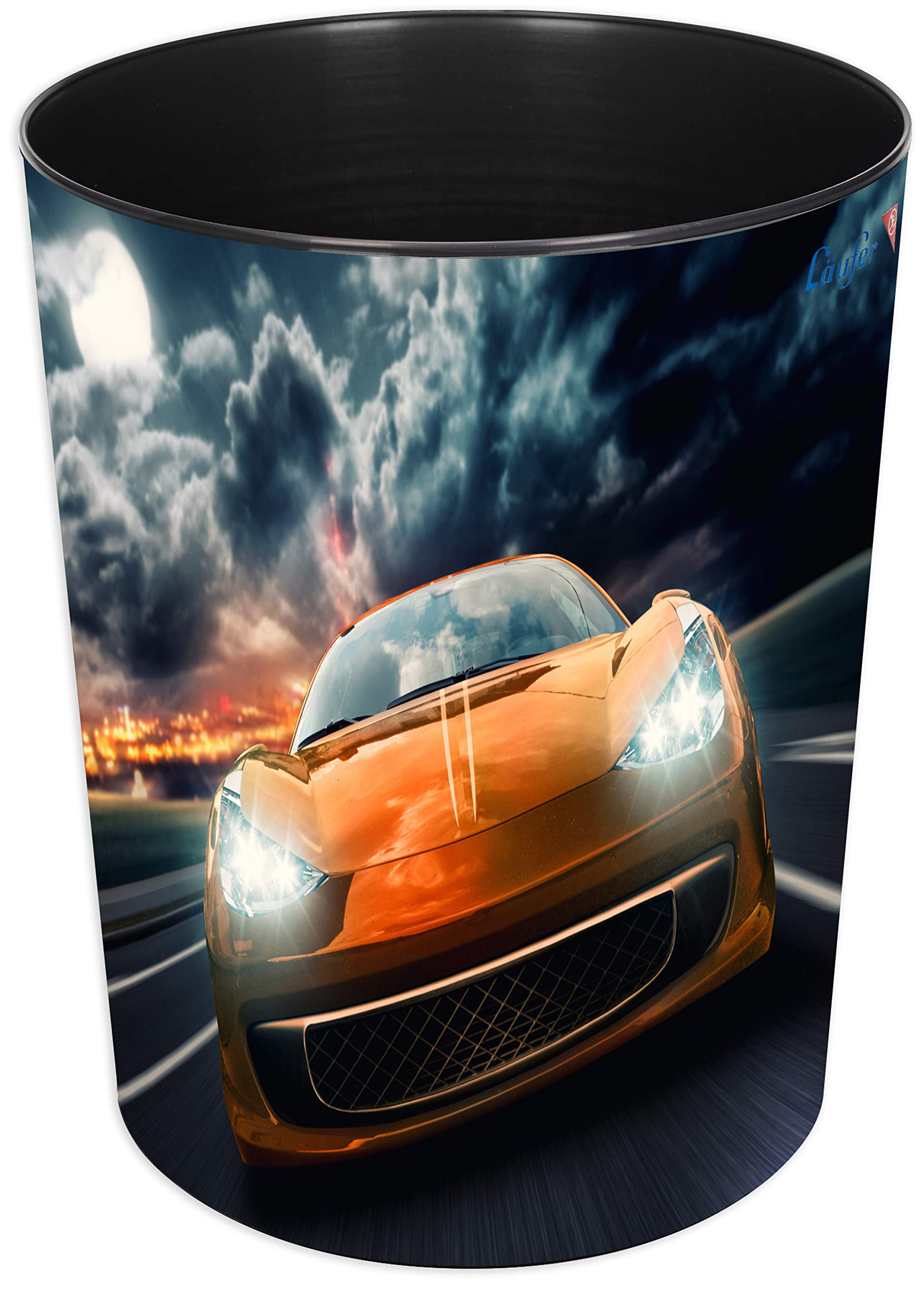 Läufer Runner trash, 13 litre trash can, Perfect for the nursery, Round, Sturdy Plastic, Racing car