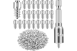 Leriton 500 Pcs Tire Studs 9mm Carbide Screw Tire Studs Spikes for Car Truck Motorcycle Bicycle Boot Atv Suv Auto Accessories Reusable Anti-ice Snow Spikes with Installation Sleeve