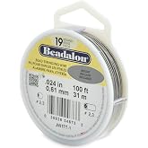 Beadalon Bead Stringing Wire - .024 in / .61 mm, Bright, 100ft / 31m | 19 Micro-Wire Strands, Nylon-Coated, Polished Finish, Professional Grade, Multiple Sizes, DIY Jewelry Making, Made in USA