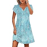 ETCYY Women's Casual Dress Short Sleeve Sundresses Vacation Summer Dresses 2026 Beach Spring A-Line Tshirt Dress with Pockets