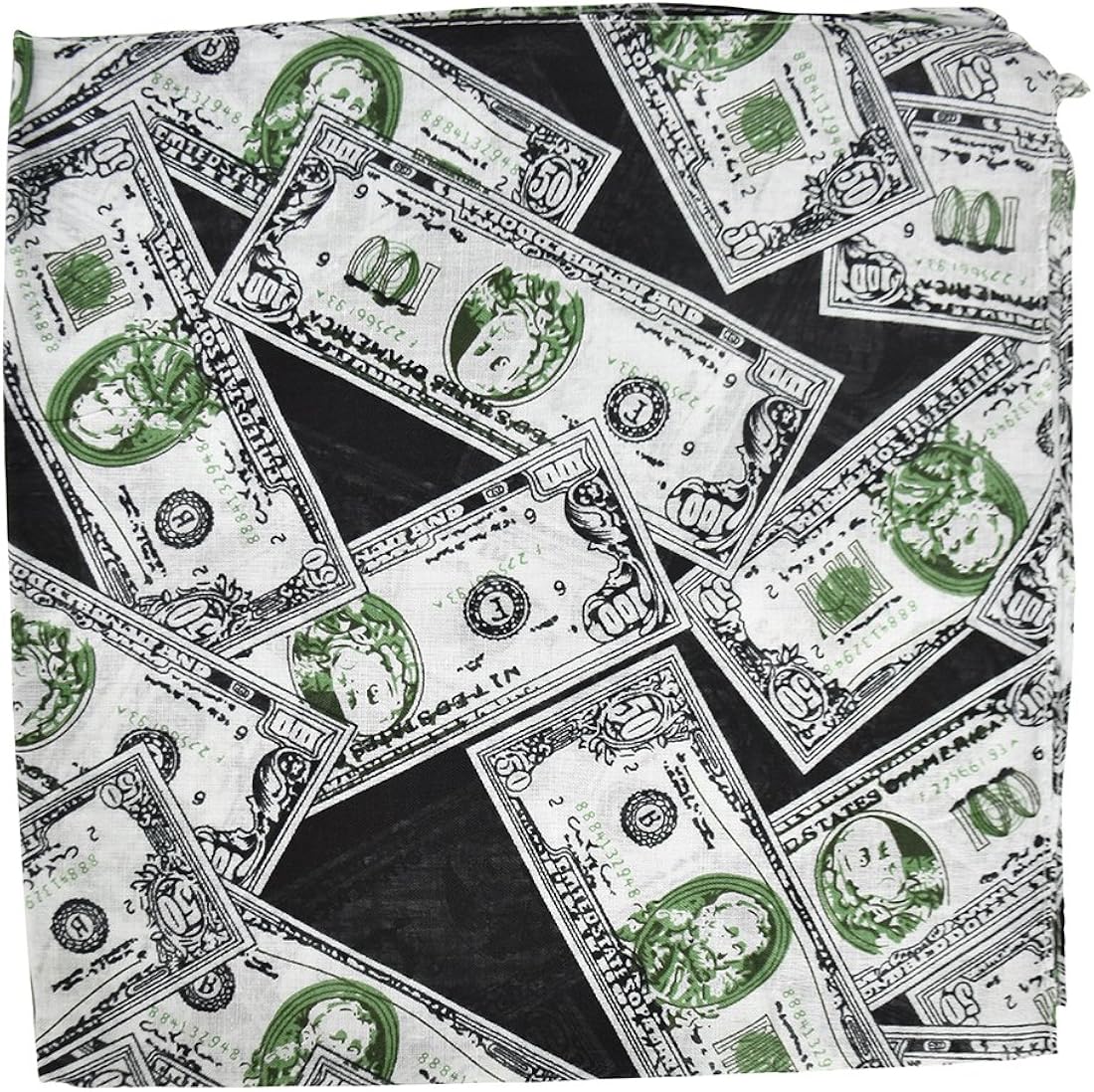 Set of 3 Large Cotton Bandanas - Dollar Bill Print: Clothing