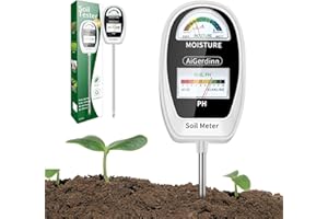 AiGerdinn Soil Test Kit, 2-in-1 Soil Moisture Meter, Soil pH Meter -Dual Dial-Simultaneously-Display Results-Soil pH Tester, Moisture Meter for Garden,Lawn,Farm Indoor&Outdoor Plants-PureWhite