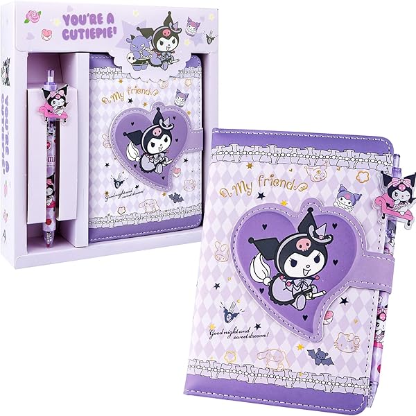 KUROMI 　『BRIEFING』　751424C3 Kuromi Lined Notebook (Elastic Closure)