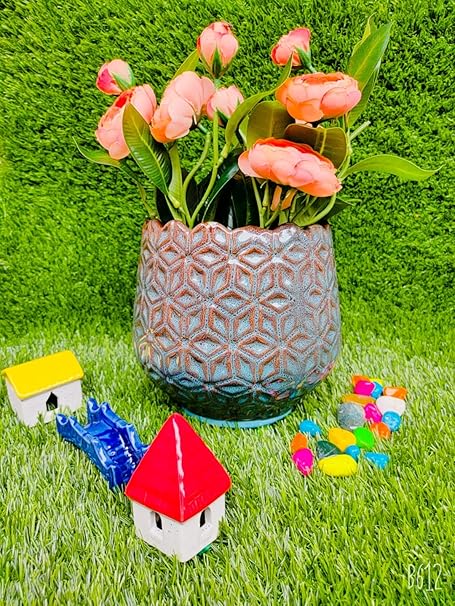 NIYARA Greyish Ceramic Pots for Indoor Plants,Succulent,Outdoor,Balcony,Home,Garden,Office (Color: Grey) Size -Medium 7 inches