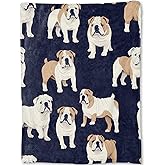 ainori English Bulldog Blanket - Cute Fun Dog Dark Fleece Throw,Gifts for Kids Women, Soft & Warm,Lightweight, for Modern Rustic Decor, Pet Lovers, and Room Home Accents 50x60in