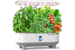 GROWELL Hydroponics Growing System Kit, 16 Pods Indoor Garden with 28W Full Spectrum LED Grow Light, Auto Timer, 3 Smart Light Modes, 8L Large Herb Garden, Ideal Gardening Gift for Women, Men (White)