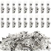 Happy Trees 100pc Metal Badge Clips with Strap Clear ID Strap Clip Adapter