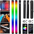 VILTROX K60 2 Pack Large Handheld Stick Light, 32Wh Rechargeable Battery 20W 1950lm RGB LED Video Light w PD Fast Charging CRI 97+ 2500K-8500K LCD Display, 22.8" Tube Light for Photography Light Wand