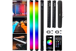 VILTROX K60 2 Pack Large Handheld Stick Light, 32Wh Rechargeable Battery 20W 1950lm RGB LED Video Light w PD Fast Charging CRI 97+ 2500K-8500K LCD Display, 22.8" Tube Light for Photography Light Wand