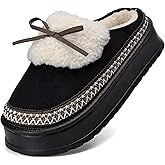 Merking Women's Cozy Platform Slippers Fuzzy Lined Bow Warm House Shoes Indoor Outdoor