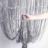 OWill 2 Pcs 3ft x 8.3ft Silver Tinsel Curtain Foil Fringe Backdrop view 2