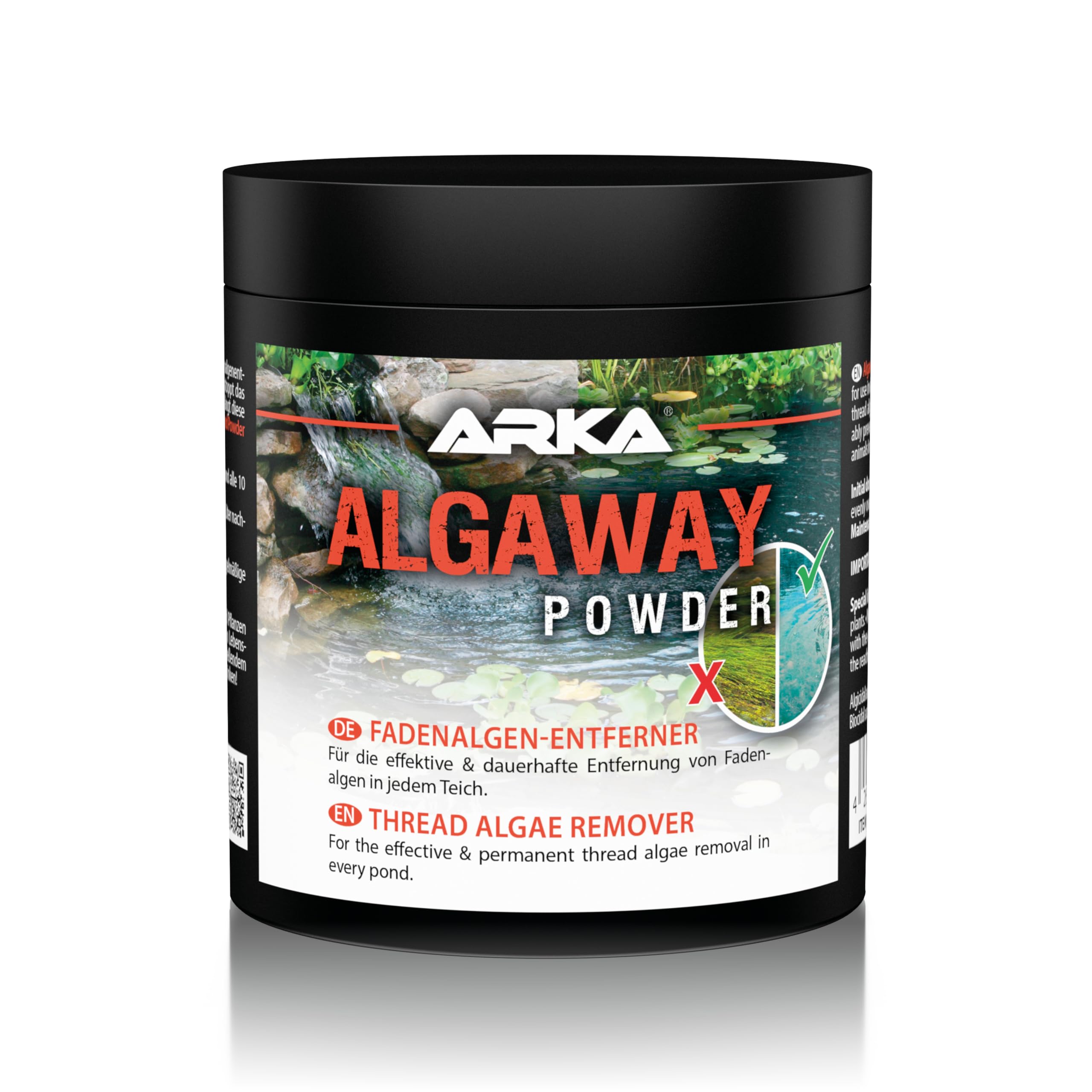 Thread Algae Remover for Ponds – ARKA AlgAway Powder 250 g – eco-friendly algae control for garden ponds – prevents regrowth – treats up to 28,500 litres – safe for fish & plants