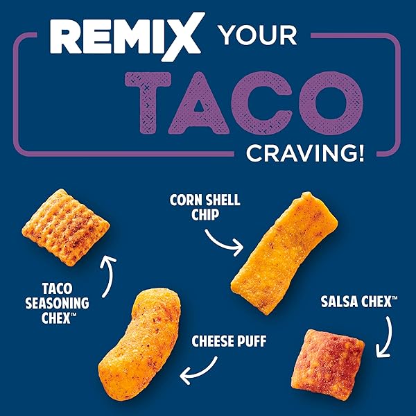 CHEX MIX REMIX ZESTY TACO SAVORY SNACK MIX, SNACK BAG, FAMILY SIZE, 11 OZ