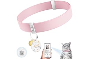 SUCEGI Cat Collar with Bell, Stretch Elastic Quick Release, Modifiable Pet Online Profile Page, Multiple Emergency Contact, Non Breakaway Lightweight Kitten Collar for Girl Cats, Pet Supplies, Gifts, Pink