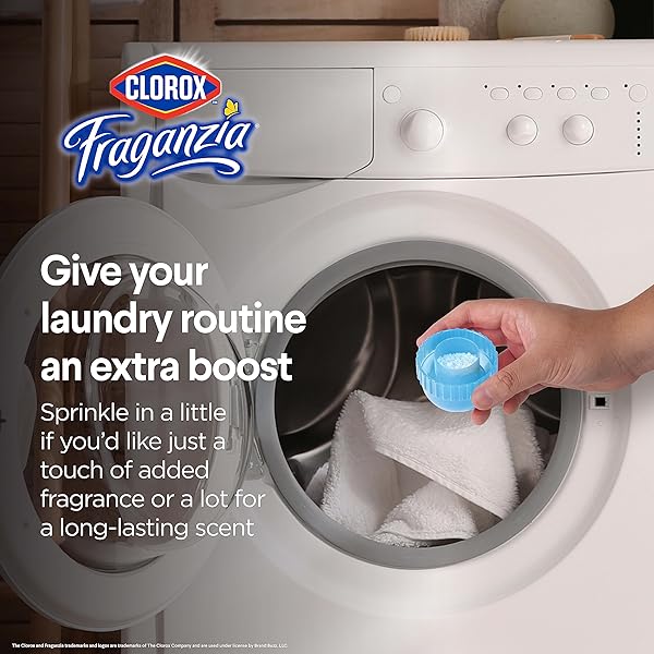 CLOROX FRAGANZIA LAUNDRY SCENT BOOSTER CRYSTALS IN LINEN SCENT, TWIN PACK, SCENTED IN-WASH FRESHENER BEADS FOR FRESH, CLEAN, GREAT SMELLING CLOTHES AND LINENS, 18 OZ – 2 PACK
