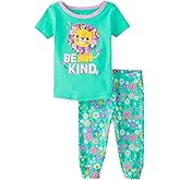 The Children's Place Baby Girls And Toddler Short Sleeve Top and Pants Snug Fit 100% Cotton 2 Piece Pajama Set
