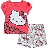 Hello Kitty Sanrio Girls 2 Piece Short Sleeve T-Shirt and Shorts Set for Little and Big Kids