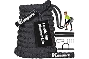 KEEPARK Battle Ropes for Home Gym 1 Inch Diameter 30FT Length Workout Rope Exercise Rope Training Ropes with Protective Sleeve for Kids Men Women Exercise Fitness & Strength Training