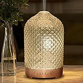Glass Essential Oil Diffuser 200ml-Ultrasonic Aroma Diffuser with Glass Dome, Aromatherapy Diffuser with 4 Timers 7 Color LED Lights Auto Shut-Off Protection for Home Office Yoga Valentine Gifts
