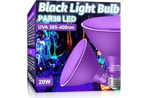 Gonhom PAR38 Flood Lights Outdoor,Dimmable LED Flood Light Bulbs,20W(Equivalent to 200W),E26 Base,Outdoor Porch,Holiday Lighting,LED Flood Light Bulb for Halloween,Christmas,2 Pack Black Light