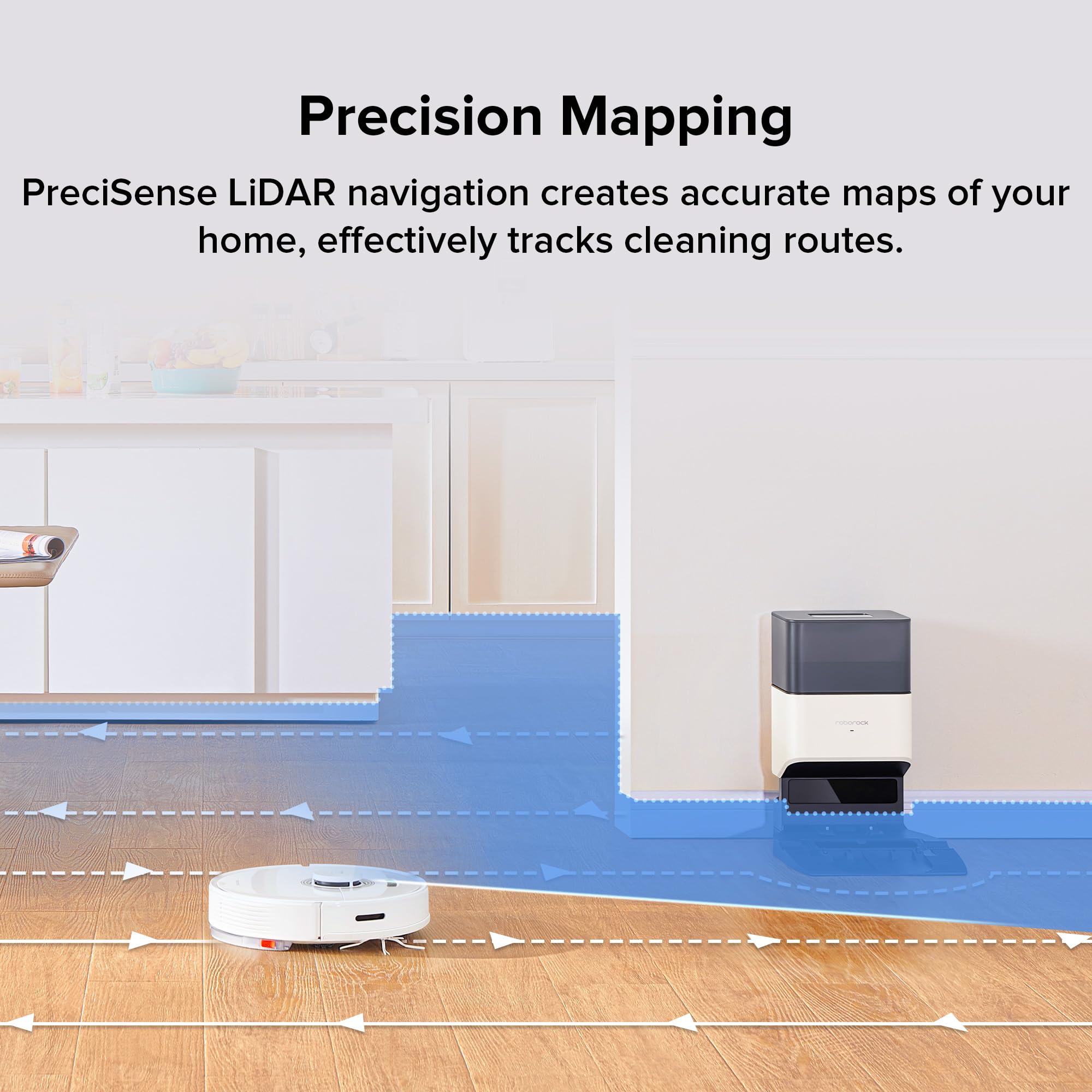 roborock Q7 Max+ Robot Vacuum and Mop, Self-Emptying up to 7 Weeks, 4200Pa Suction, 30-Level Adjustable Water Flow, PreciSense LiDAR Navigation, No-Mop & No-Go Zones, APP & Voice Control