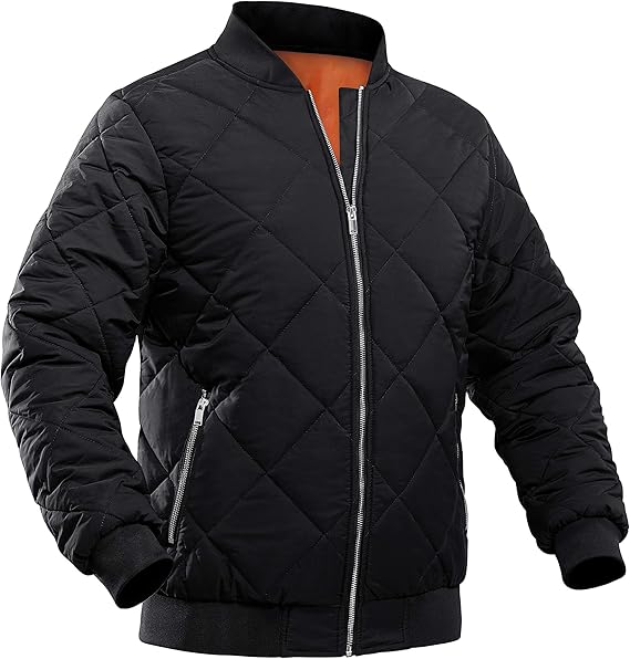 Men's Winter Bomber Jacket with Zipper Pockets Thicken Warm