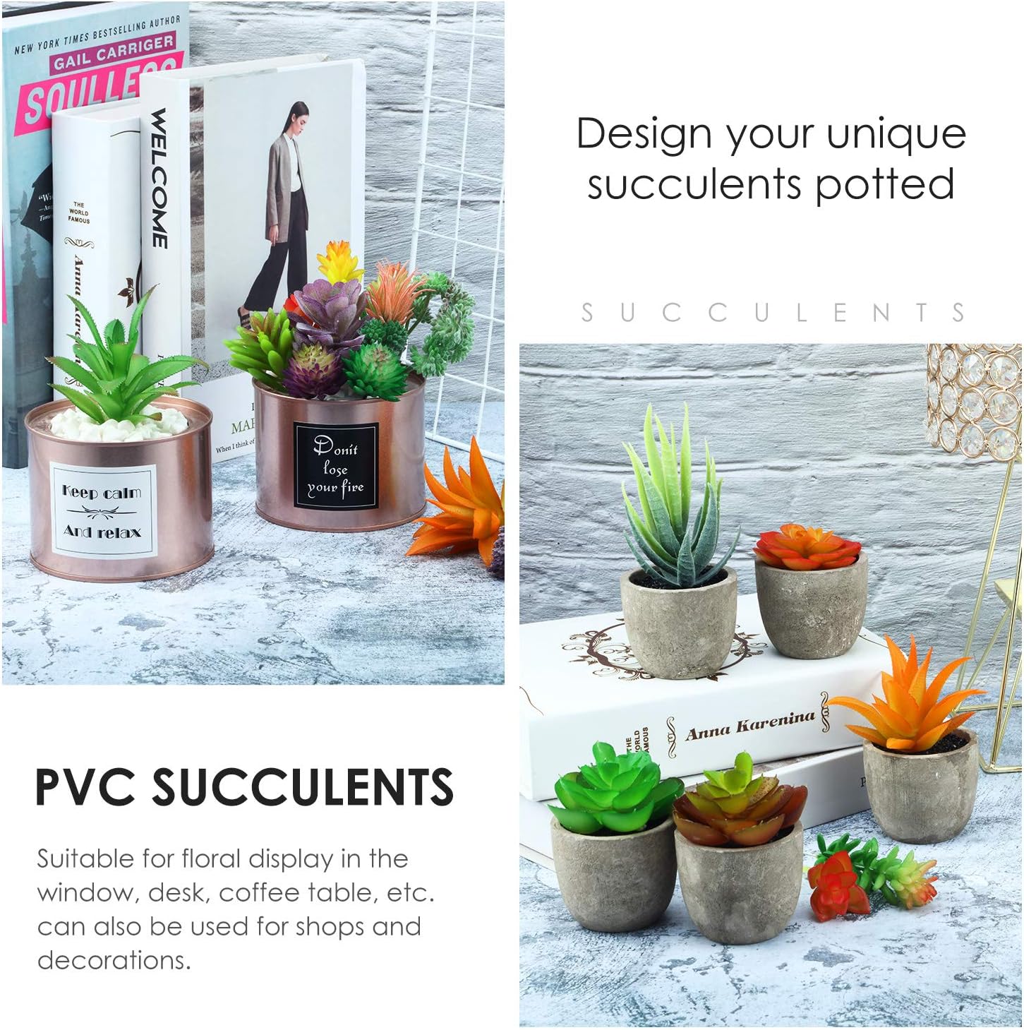 100 Pieces Bulk Artificial Succulents Plants Assorted Unpotted Realistic Plants Fake Textured Succulent Picks Realistic Plastic Cactus Stems for DIY Succulent Garden Home Landscape Decoration - Image 3