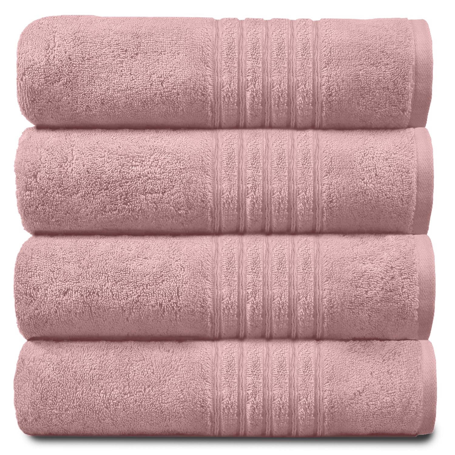 GC GAVENO CAVAILIA 4 PK Extra Large Bath Sheet, Water Absorbent Cotton Towels, 450 GSM Quick Dry Towels Set, Blush Pink