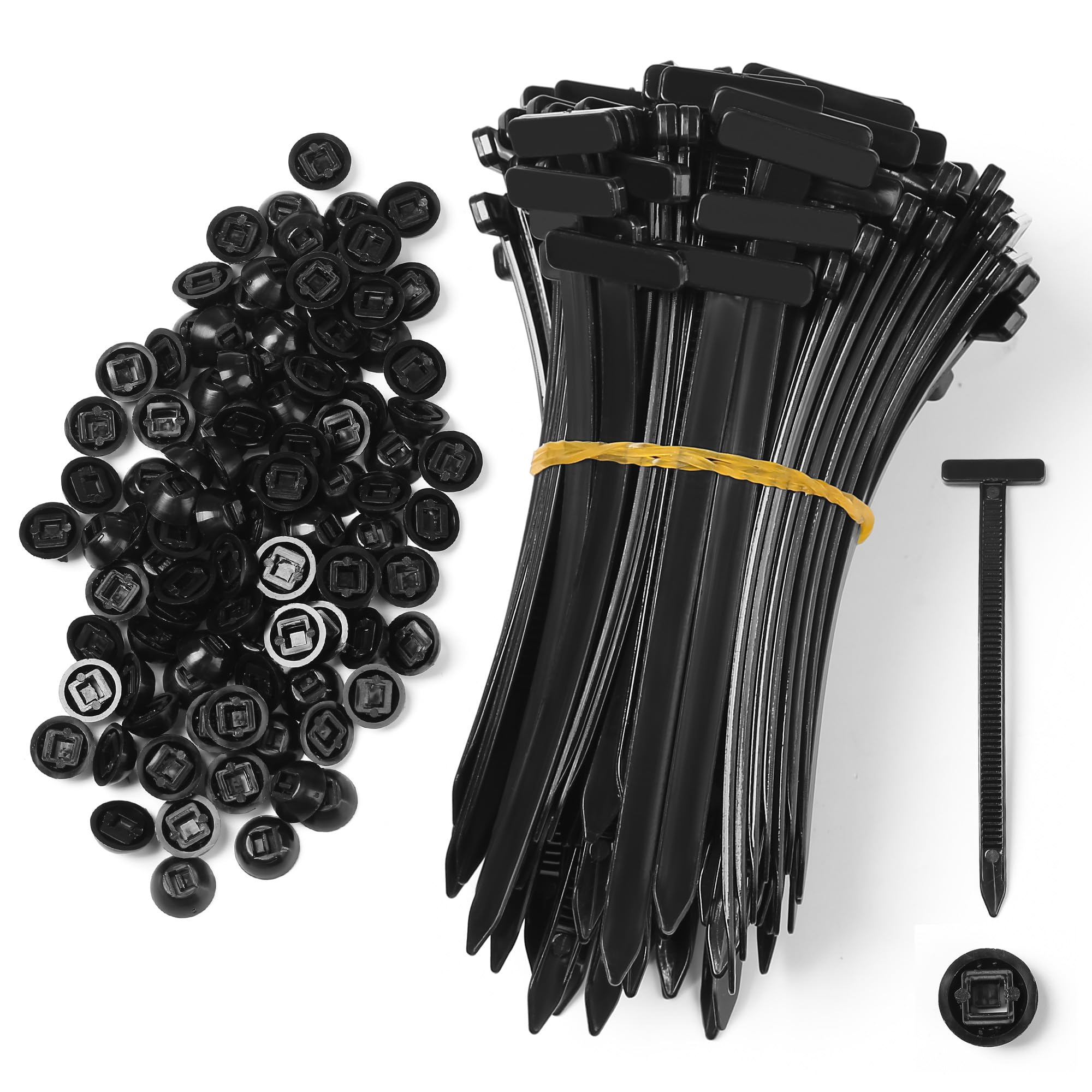 Photo 1 of 100 Pcs Nylon Universal Cable Tie Buckle - New Multifunctional Nylon Zip Ties With Pin & Button Design Plastic Cable Ties Tool Fasteners Car Body UV Resistant Zipties for Car Daily Repair