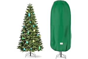 RIUOG Upright Christmas Tree Storage Cover,Tear Resistant Adjustable 4FT Christmas Tree Storage Bag for Artificial Tree Standing with Ornaments,Fabrics Xmas Tree Cover, Dustproof (Green)