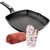 Griddle Aluminum Nonstick Stove Top Square Grill Pan,Chef Quality Perfect for Meats Steaks Fish And Vegetables…