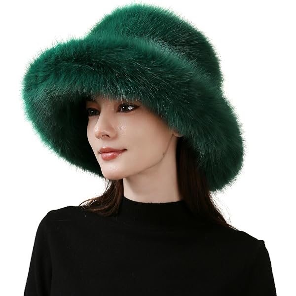 Oversized Winter Bucket Hat Faux Fur Wide Floppy Brim Adjustable D-GROEE Women main image 2