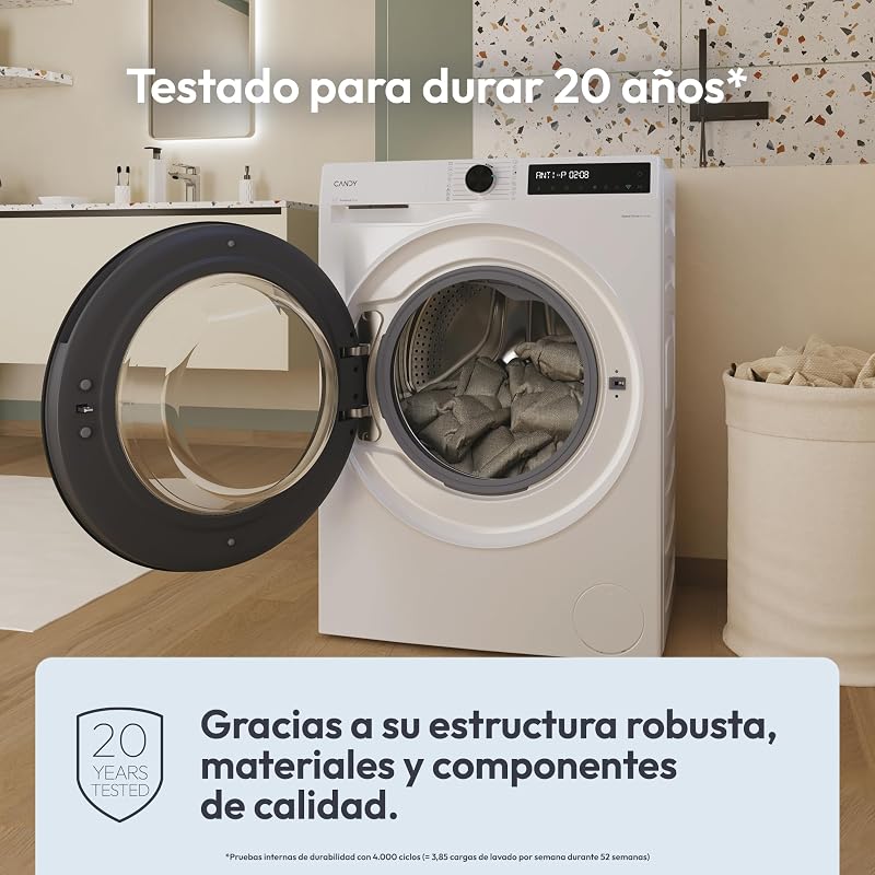 ProWash 500 BR 49SBL8-S, Lavadora 9 KG, 1400 RPM, Display Digital, Conectividad WIFI, 16 Ciclos, Motor Inverter, Inicio Diferido 24H, Bloqueo Infantil, Tambor 52,5cm, 72 DB, Blanco